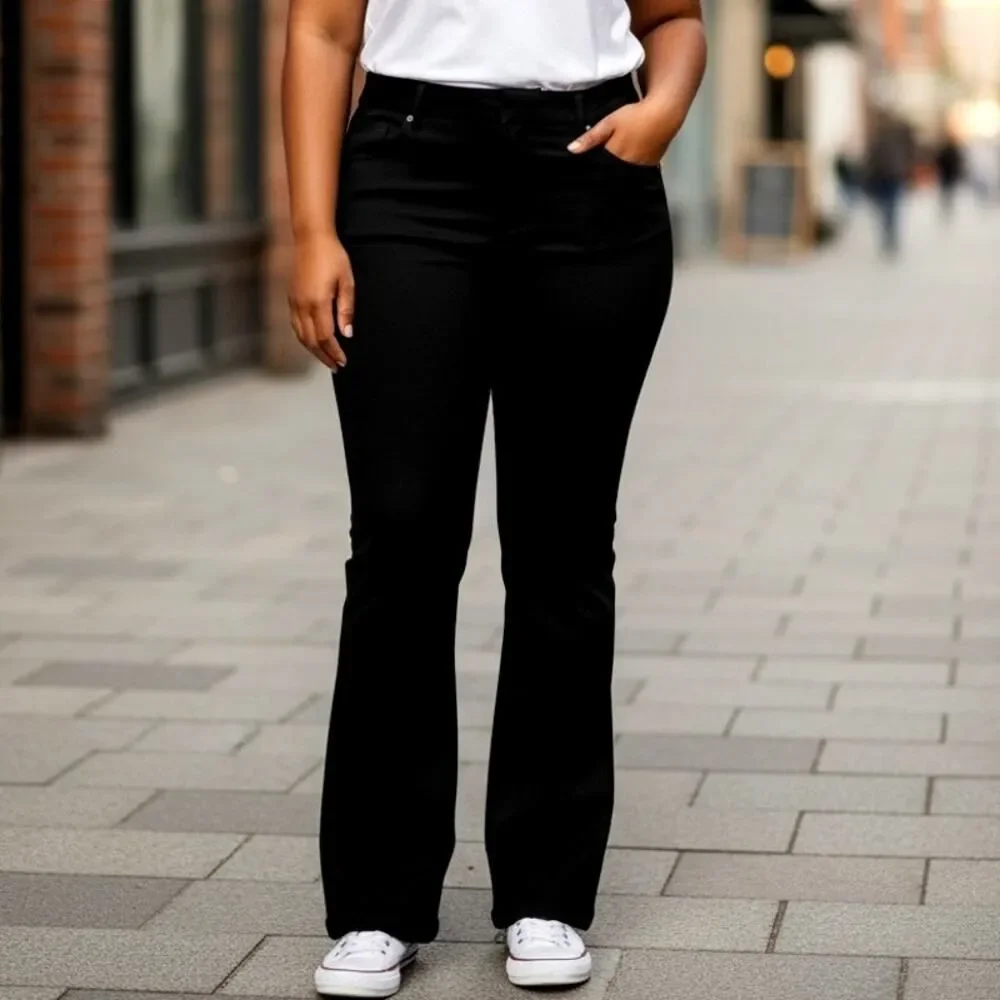NEW YORK & COMPANY Womens Black Stretchy Boot Cut Dress Pants - Size: 6 Tall